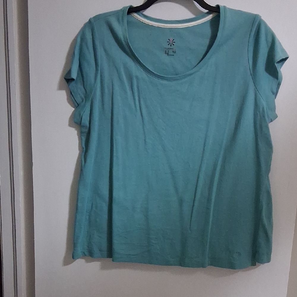 Isaac Mizrahi Turquoise T-shirt Size 1X